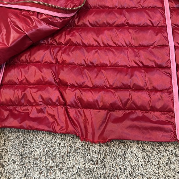 Kate Spade lightweight down packable red hooded puffer jacket Quilted down lined - Picture 9 of 9